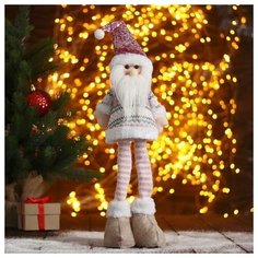 Мягкая игрушка "Дед Мороз в розовом-длинные ножки" 12х40см Зимнее волшебство