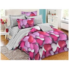 КПБ Cleo сатин набивной "Satin Lux" полуторный 145*215*1(±5) 150*220*1(±5) 70*70*2(±2) 15/516-SL