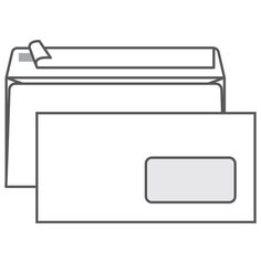 Конверт E65, Ряжская печатная фабрика, 110*220мм, б/подсказа, с прав. окном, отр. лента