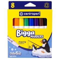 Набор фломастеров 8 цветов Centropen Bigga Markers (линия 1-5.8мм, утолщенные, смываемые) 3 уп. (7 7650 0801)