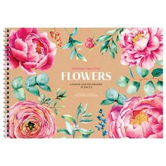 Альбом для рисования А4, 32л ArtSpace "Цветы. Flowers and craft" (100 г/кв.м, спираль) 6шт. (А32сп_36062)