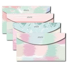 Папка-конверт на кнопке Attache Selection Pastel Travel (евро, 255x130мм, 200мкм, пластик) 4шт.