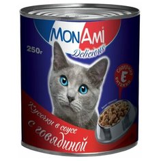 Влажный корм для кошек MonAmi с говядиной 250 г (кусочки в соусе)