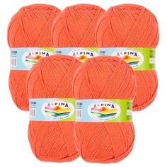 Пряжа Alpina Vera, 45 % хлопок, 55 % акрил, 100 г, 280 м, 5 шт., №40 оранжевый
