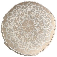 Подушка для медитации с принтом Мандала, бежевый, размер 30 х 30 х 15 см вес 2 кг состав гречишная лузга Rama Yoga