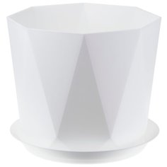 Горшок IDEA (М-Пластика) с поддоном Призма d22 x 18.5 см белый
