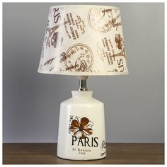 Лампа настольная Risalux с абажуром, "Париж с цветком" бутыль, Е14, 40 W, 20*20*33 см