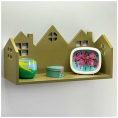 Полка настенная декоративная "Город" оливковая Мастер Рио