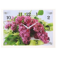 Часы настенные 21 век прямоугольные "Веточка сирени", 25*35 см