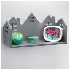 Полка настенная декоративная "Город" серая Мастер Рио