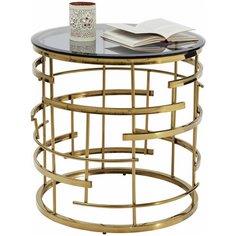 KARE Design Столик приставной Jupiter, коллекция "Юпитер" 55*55*55, Сталь, Стекло, Золотой