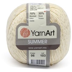 Пряжа YarnАrt Summer 100гр 350м (70% хлопок, 30% вискоза) (06 молочный) 4 шт