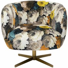 KARE Design Кресло вращающееся Peony, коллекция "Пион" 81*70*75, Полиэстер, Полиуретан, Сталь, ДСП, Мультиколор