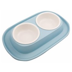 Миска Lilli Pet двойная на подставке 31*20*3,5см, голубая