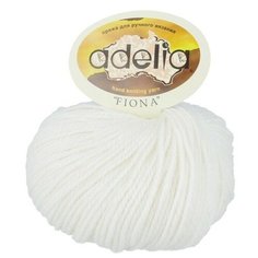 Пряжа Adelia "FIONA" 50% шерсть, 50% акрил №002 БЕЛЫЙ - 10 мотков по 50 г
