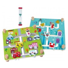 Лабиринт двухсторонний 2в1 "Транспорт и море" с песочными часами, 23х5х23 см Mapacha