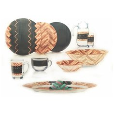 Столовый сервиз AMB WOODIE BLACK 46 пр. 6 перс. ОАЭ 85364 Luminarc