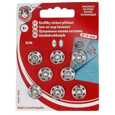 KOH-I-NOOR Кнопки пришивные (KIN1000 №4), никель, 12 мм, 8 шт.