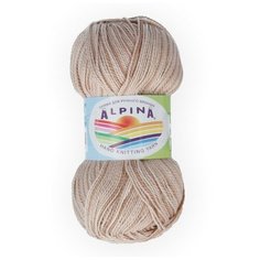Пряжа Alpina "HOLLY MELANGE" 100% мерсеризованный хлопок №10 бежевый/т.бежевый - 10 мотков по 50 г
