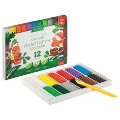 Пластилин 12 цветов Глобус, с алоэ вера, мягкий, 180г, 7 уп. (ПЛ12-01МВ)