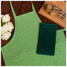 Подарочный набор Этель "Эдит" фартук 70х60 см, полулён, полотенце 30х60 см, 100% хл 7043591