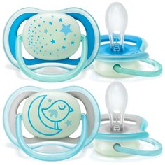 Пустышка силиконовая ортодонтическая Philips AVENT Ultra Air SCF376/21 6-18 м, 2 шт., голубой