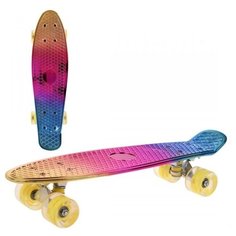 Скейтборд пласт. с анодированной декой, 56.5x14.5 см, PU колеса со светом, c алюминиевыми креплениям