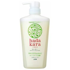 LION Увлажняющий гель-мыло для тела Hadakara , придающее коже гладкость, с ароматом зелени и фруктов, 480 мл.
