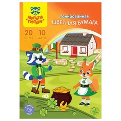 Бумага цветная тонированная Мульти-Пульти (20 листов, 10 цветов, А4) в папке (БЦт20-10_31598)