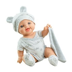 Кукла Paola Reina Горди Карлос в полосатом комбинезоне и шапке с ушками, 34 см 04090