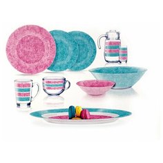 Столовый сервиз AMB STONY PINK & TURQUOISE 46 пр. 6 перс. ОАЭ 85946 Luminarc