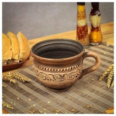 Чашка "Дворянская", роспись ангобом, 0,7 л Красная глина