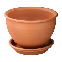 Горшок Красная глина с поддоном Фиалка 0.5 л (13х13х9 см) коричневый