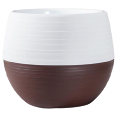 Горшок Петропласт Япония 18 х 18 х 15 см белый/темно-коричневый