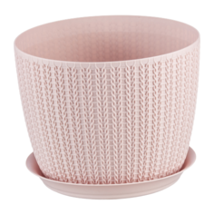 Кашпо IDEA (М-Пластика) с поддоном Вязание 14 х 18 см чайная роза