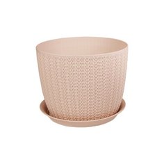 Кашпо IDEA (М-Пластика) с поддоном Вязание 13.5 х 11 см чайная роза