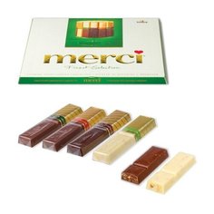 Конфеты шоколадные MERCI (Мерси), ассорти из шоколада с миндалем, 250 г, картонная коробка, 014457-20, 1 шт. ..,Merci