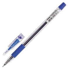 Ручка гелевая с грипом PENTEL (Япония), синяя, корпус прозрачный, узел 0,5 мм, линия письма 0,25 мм, K405-CN, 12 шт.