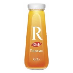 Нектар RICH (Рич) 0,2 л, персик, стеклянная бутылка, 1709801, 12 шт.