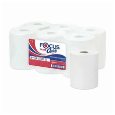Полотенца бумажные рулонные 150 м FOCUS Extra Quick, втулка 50 мм, 2-слойные, белые, комплект 6 рулонов, 5046577, 1 шт.