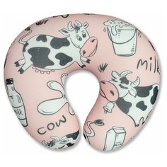 Антистрессовая подушка для шеи Штучки, к которым тянутся ручки "Корова принт", розовая