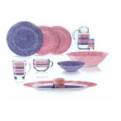 Столовый сервиз AMB STONY PINK & PURPLE 46 пр. 6 перс. ОАЭ 85948 Luminarc