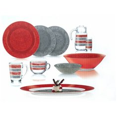 Столовый сервиз AMB STONY RED & GREY 46 пр. 6 перс. ОАЭ 85947 Luminarc