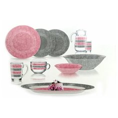 Столовый сервиз AMB STONY PINK & GREY 46 пр. 6 перс. ОАЭ 85949 Luminarc