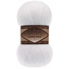 Пряжа Alize Angora Gold Simli, 20 % шерсть, 75 % акрил, 100 г, 500 м, 55 белый
