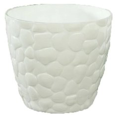 Кашпо IDEA (М-Пластика) с поддоном Камни 15 х 12.8 см белый