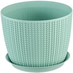 Кашпо IDEA (М-Пластика) с поддоном Вязание 14 х 18 см фисташковый