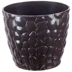 Кашпо IDEA (М-Пластика) с поддоном Камни 15 х 12.8 см коричневый