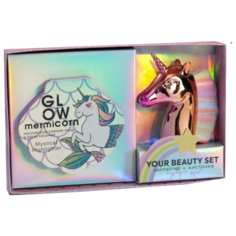 Beauty Fox Набор: запечённый хайлайтер и кисть для макияжа Mermicorn Glow бежевый
