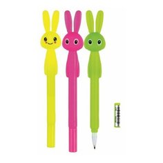 Ручка фигурная шариковая CENTRUM "Rabbit", синяя, корпус ассорти, узел 0,7 мм, дисплей, 80753, 36 шт.